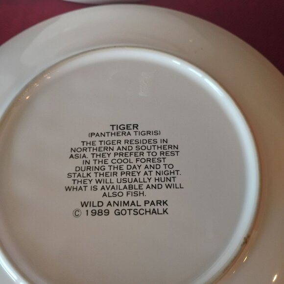 Vtg Set of 4 Wild Animal Park Safari Animal Plates Cheetah Zebra Tiger Koala 8" - Picture 6 of 9